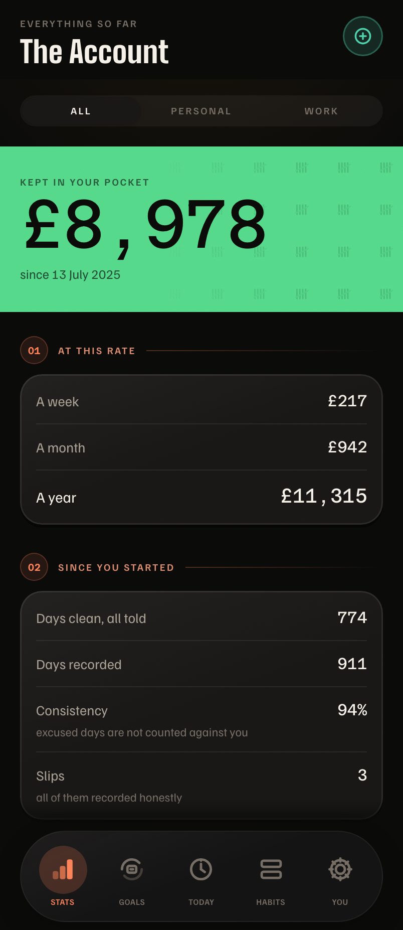 Days Strong on iPhone: the account