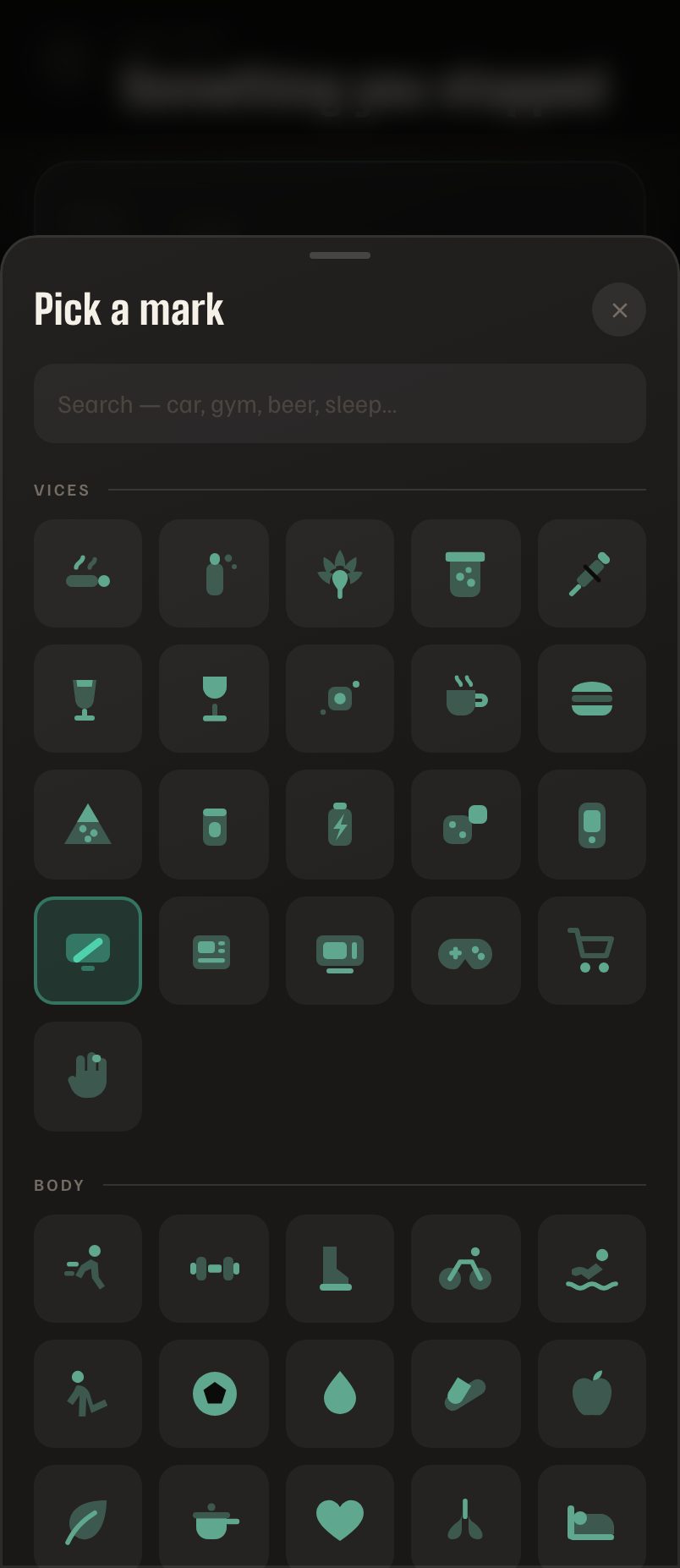 Days Strong on iPhone: picking a mark