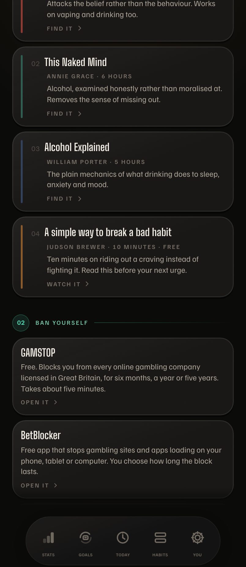 Days Strong on iPhone: Ban yourself, the gambling self-exclusion schemes